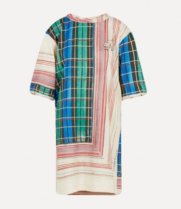 Vivienne Westwood ISLA OVERSIZED T-SHIRT in BLUE/MULTICOLOUR / unisex check print clothing / cotton fashion
