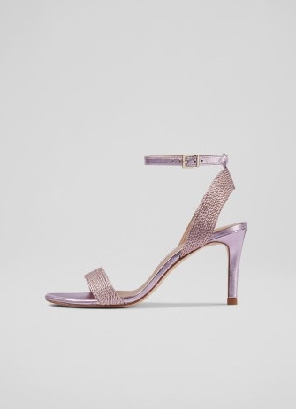 L.K. BENNETT Ivette Pink Metallic Rope Sandals – luxe ankle strap occasion sandal – luxury barely there summer event shoes – glamorous party footwear