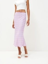 Reformation Layla Skirt in Violetta / lilac spot print slip dresses / feminine lightweight georgette fabric fashion