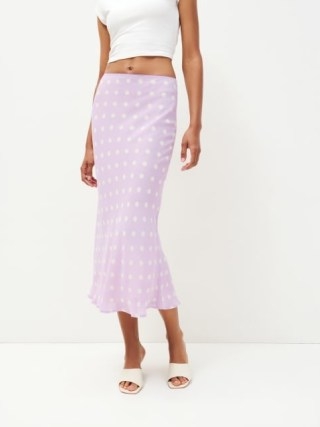 Reformation Layla Skirt in Violetta / lilac spot print slip dresses / feminine lightweight georgette fabric fashion