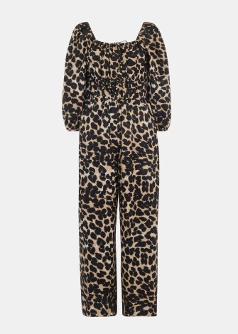 WHISTLES LEOPARD SPOT JUMPSUIT – cotton animal print cinched waist jumpsuits – wide leg with balloon sleeves - flipped