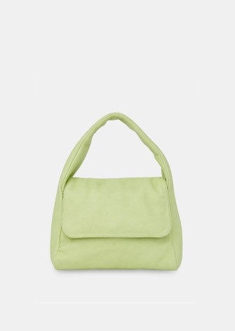 WHISTLES BROOKE PUFFY MINI BAG in Lime ~ small light green handbag ~ luxe leather top handle bags ~ luxury grab handbags ~ women’s summer accessories - flipped