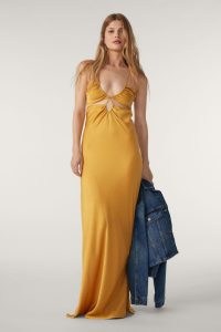 ba&sh carmine MAXI DRESS in YELLOW | strappy plunge front cut out dresses
