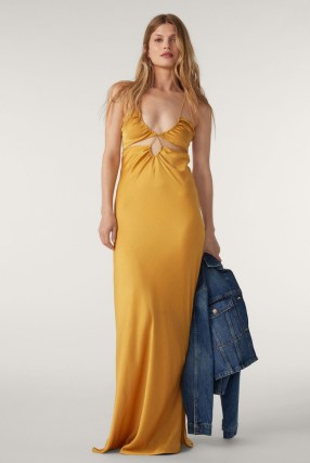 ba&sh carmine MAXI DRESS in YELLOW | strappy plunge front cut out dresses