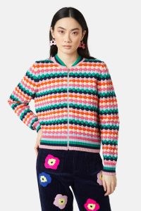 gorman Mi Amore Cardi in Stripe | retro style zip up cardigans | women’s multicoloured textured knitwear