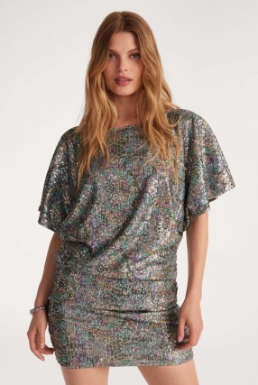 ba&sh zendaya MINI DRESS | sequinned plunge back party dresses | sequin covered evening fashion | going out glamour - flipped