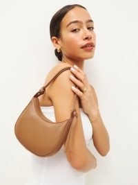 Reformation Mini Rosetta Shoulder Bag in Canyon ~ small brown leather bags ~ chic nappa handbags ~ luxe mini handbag