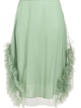 Molly Goddard Lionel ruffle-trim tulle skirt mint green – ruffled sheer net overlay skirts – feminine clothing - flipped