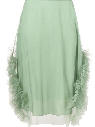Molly Goddard Lionel ruffle-trim tulle skirt mint green – ruffled sheer net overlay skirts – feminine clothing