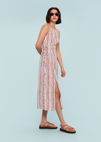 WHISTLES WIGGLE STRIPE TIE DETAIL DRESS in Multicolour ~ wavy striped wrap style cami dresses ~ women’s sundresses - flipped