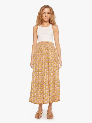 Natalie Martin Bella Skirt in Tulip Bahamas Pink | flowing floral print boho skirts | bohemian summer fashion | fluid fabric clothing | feminine clothes - flipped