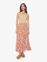 Natalie Martin Sierra Skirt in Water Color Clementine | floaty bohemian maxi skirts | sheer floral print boho fashion