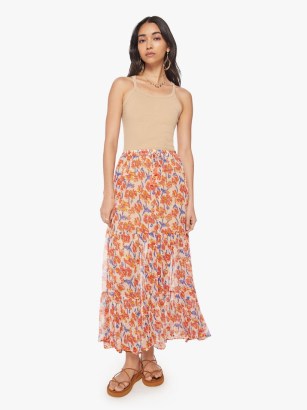 Natalie Martin Sierra Skirt in Water Color Clementine | floaty bohemian maxi skirts | sheer floral print boho fashion