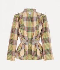 Vivienne Westwood NR.4 JACKET in YELLOW GREEN / women’s tartan print cinched waist jackets