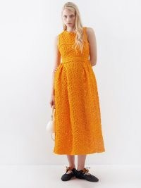 CECILIE BAHNSEN Dorina smocked cotton-blend dress – luxury orange dresses