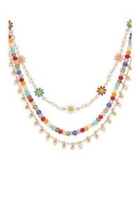 8 Other Reasons Daisy Chain Necklace in Multi / flower themed summer jewellery / multicoloured floral and beaded layered necklaces