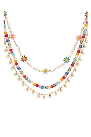 8 Other Reasons Daisy Chain Necklace in Multi / flower themed summer jewellery / multicoloured floral and beaded layered necklaces - flipped