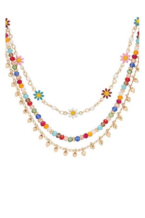 8 Other Reasons Daisy Chain Necklace in Multi / flower themed summer jewellery / multicoloured floral and beaded layered necklaces