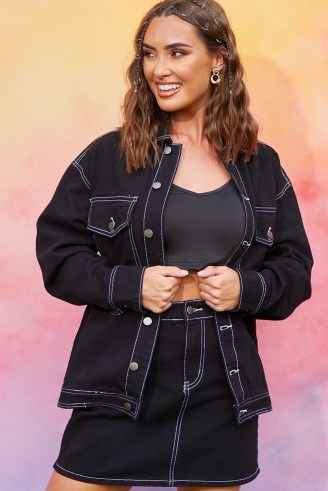 PERRIE SIAN BLACK CO-ORD DENIM JACKET WITH CONTRAST STITCHING – women’s festival jackets