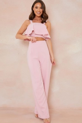 PERRIE SIAN PINK FIT AND FLARE TROUSER ~ women’s celebrity inspired trousers - flipped