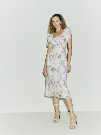 Reformation Pierce Linen Dress in Nonna / floral short sleeve midi dresses