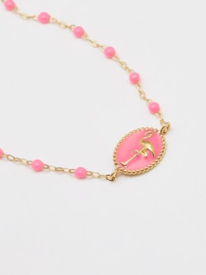 GIGI CLOZEAU Flamingo resin & 18kt gold bracelet ~ pink beaded bracelets - flipped