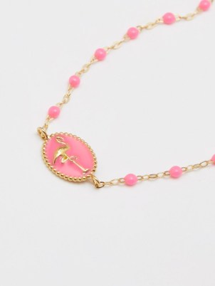 GIGI CLOZEAU Flamingo resin & 18kt gold bracelet ~ pink beaded bracelets