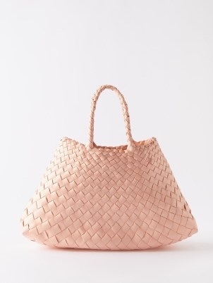 DRAGON DIFFUSION Santa Croce small woven-leather basket bag ~ pink trapeze shaped bags - flipped