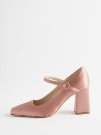 LE MONDE BERYL Satin Mary Jane block heel pumps in pink – blush coloured Mary Janes