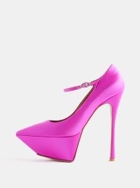 AMINA MUADDI Yigit 150 pink silk-satin platform pumps – vibrant high stiletto heel platforms