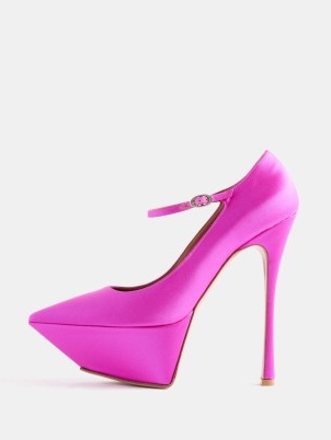 AMINA MUADDI Yigit 150 pink silk-satin platform pumps – vibrant high stiletto heel platforms