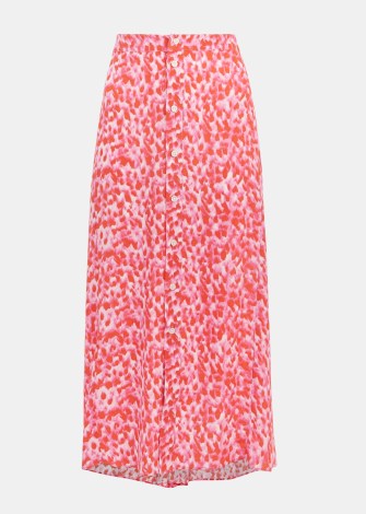 WHISTLES BLURRED STROKES BUTTON SKIRT in Pink / Multi ~ women’s printed bias cut slip slip style midi skirts - flipped