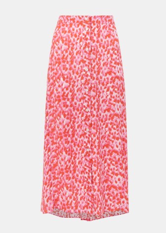 WHISTLES BLURRED STROKES BUTTON SKIRT in Pink / Multi ~ women’s printed bias cut slip slip style midi skirts