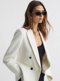 REISS LARSSON DOUBLE BREASTED TWILL BLAZER WHITE ~ women’s chic blazers ~ womens summer jackets ~ sophisticated looks