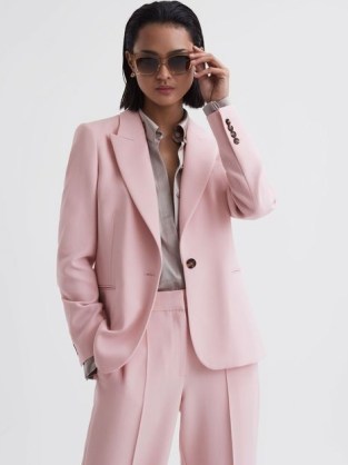 REISS MARINA SINGLE BREASTED BLAZER PINK ~ women’s smart blazers for a polished look