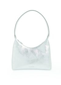 WHISTLES EMMIE TOP HANDLE BAG in SILVER – luxe metallic shoulder bags – handbags manufactured through the Leather Working Group
