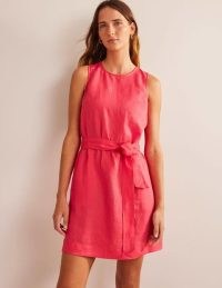 Boden Sleeveless Linen Dress in Coral / sleeveless tie waist summer dresses
