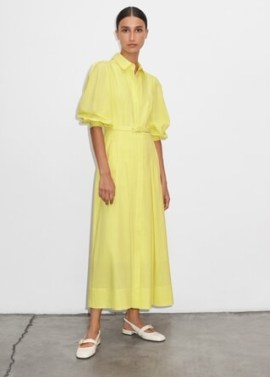 ME AND EM Smart Maxi Shirt Dress + Belt in Citronelle – citron yellow collared dresses – luxury summer clothes – chic citrus coloured clothing