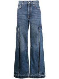 Stella McCartney wide-leg cargo jeans ~ women’s side pocket blue denim trousers ~ utility clothing ~ utilitarian fashion