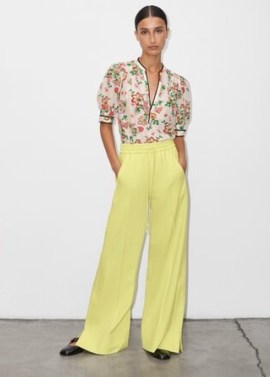 ME AND EM Summer Straight-Leg Track Pant in Citronelle – women’s sports luxe clothing – chic summer sports inspired trousers – women’s yellow jogger style pants - flipped