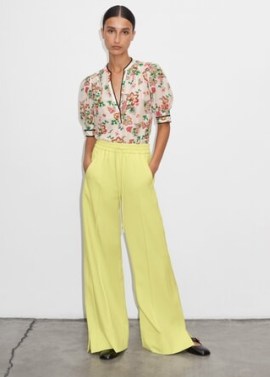 ME AND EM Summer Straight-Leg Track Pant in Citronelle – women’s sports luxe clothing – chic summer sports inspired trousers – women’s yellow jogger style pants