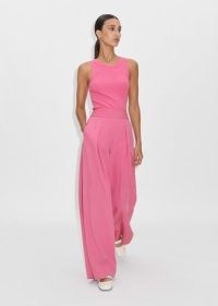 ME and EM Super Wide-Leg Pleated Trouser in Punch Pink – women’s chic summer trousers – womens smart tailored clothing