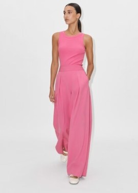 ME and EM Super Wide-Leg Pleated Trouser in Punch Pink – women’s chic summer trousers – womens smart tailored clothing - flipped
