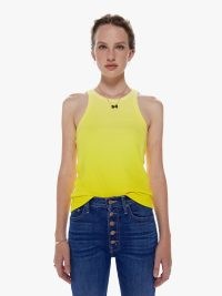 MOTHER DENIM The Chin Ups Tank in Blazing Yellow – women’s ribbed cotton blend tanks – womens summer vest top