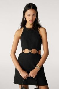 ba&sh tibbi dress in black | retro inspired LBD | sleeveless ring detail cut out waist mini dresses | cutout back fashion | vintage style evening clothing