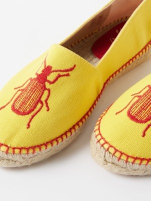 KILOMETRE PARIS Spanish Fly-embroidered canvas espadrilles in yellow - flipped
