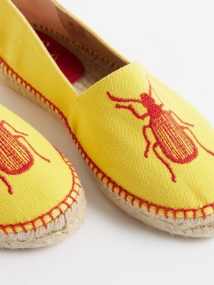 KILOMETRE PARIS Spanish Fly-embroidered canvas espadrilles in yellow