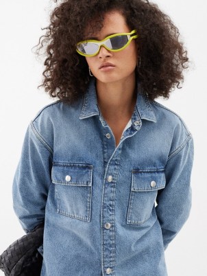 BOTTEGA VENETA EYEWEAR Unapologetic cat-eye rubber and metal sunglasses | women’s contemporary yellow rimmed sunnies