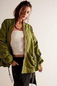 FREE PEOPLE Parachute Sport Jacket in Army Green ~ women’s oversized slouchy jackets