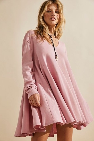 free-est Genevive Mini in Pink Nectar ~ long sleeve trapeze dresses